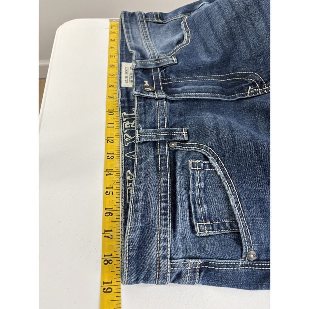 TK Axel Mens Slim Bootcut Jeans Size 38x31* Blue Medium Wash Distressed‎ Denim - Picture 12 of 15